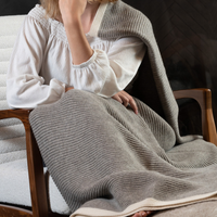 Yak Ribbed Platinum & White Throw