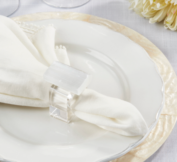 Selenite Napkin Ring Set of 4