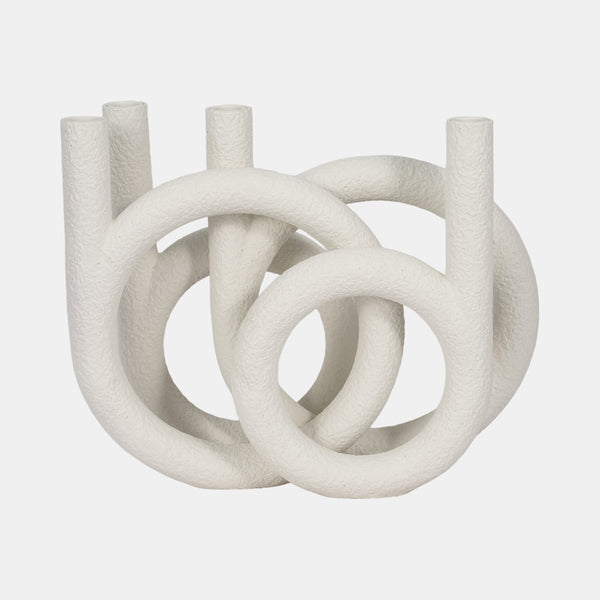 Encircled White Taper Candleholder