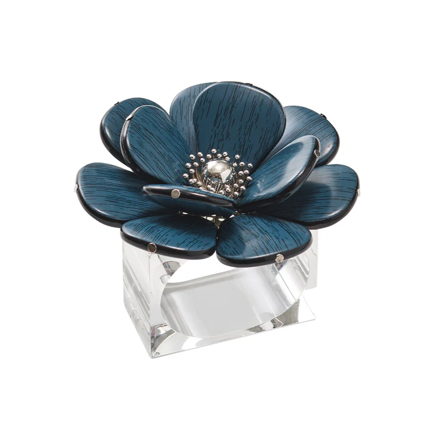 Begonia Napkin Rings Set of 4- Teal