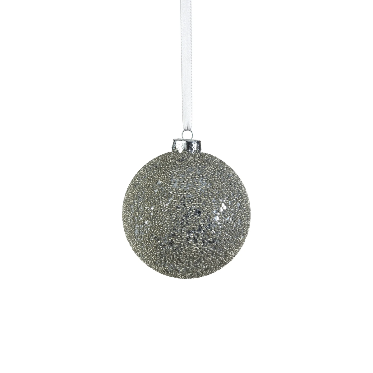 Beaded Silver Ball Ornament