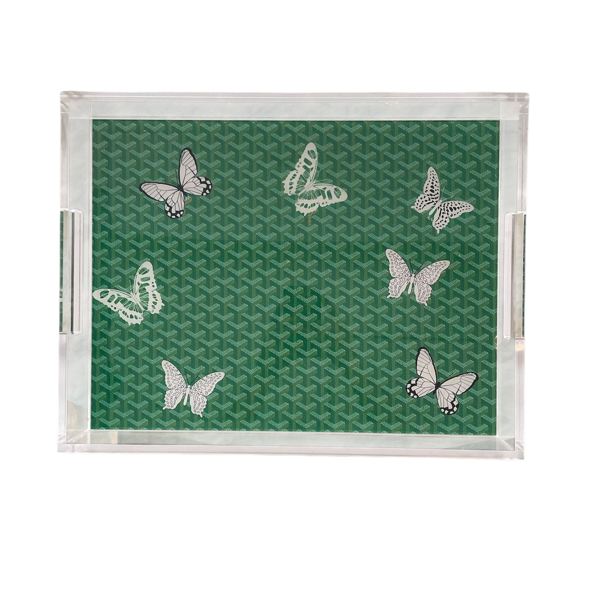 Grandeur Maison Tray -Green Butterflies 14 x 18