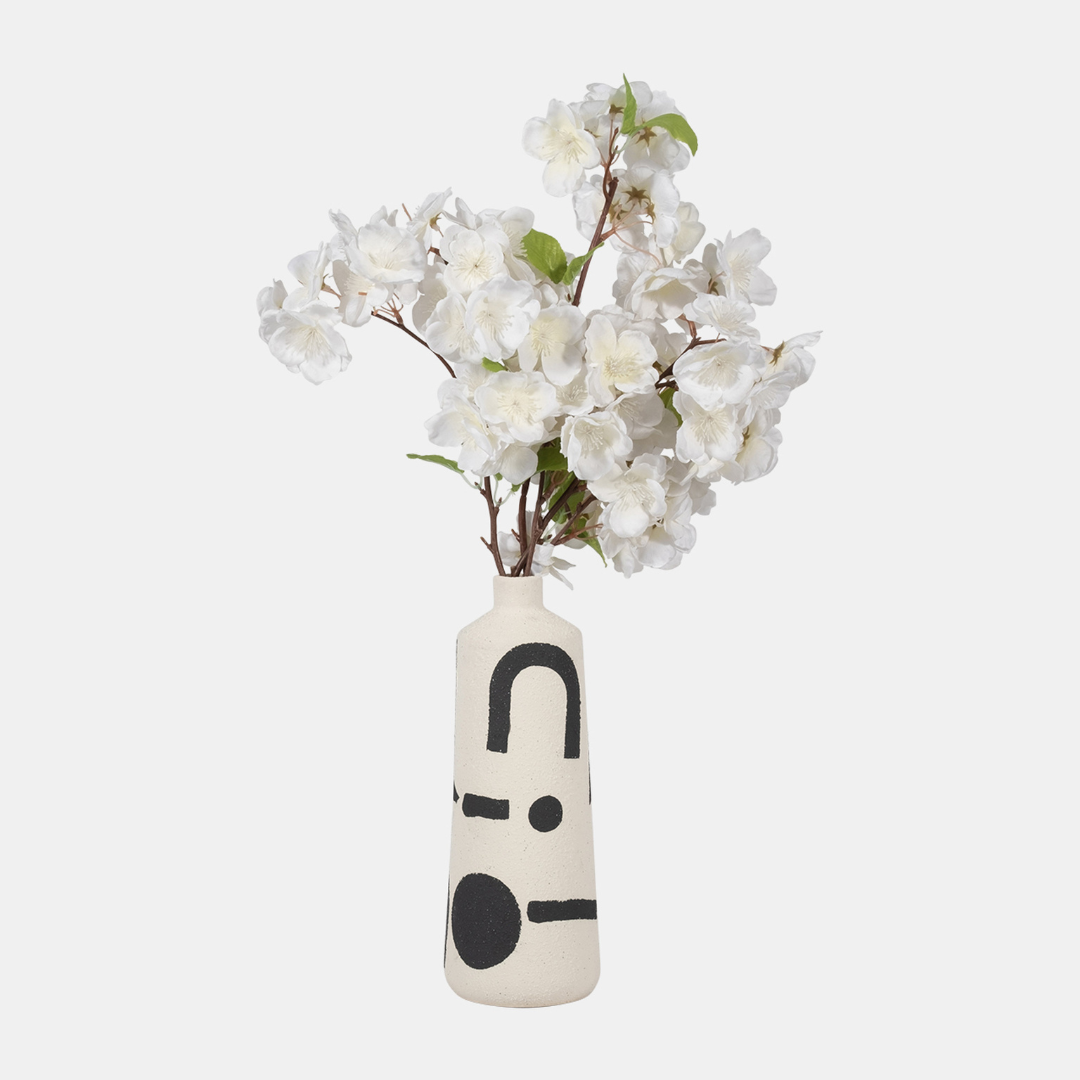 Zena Vase Ivory & Black tall