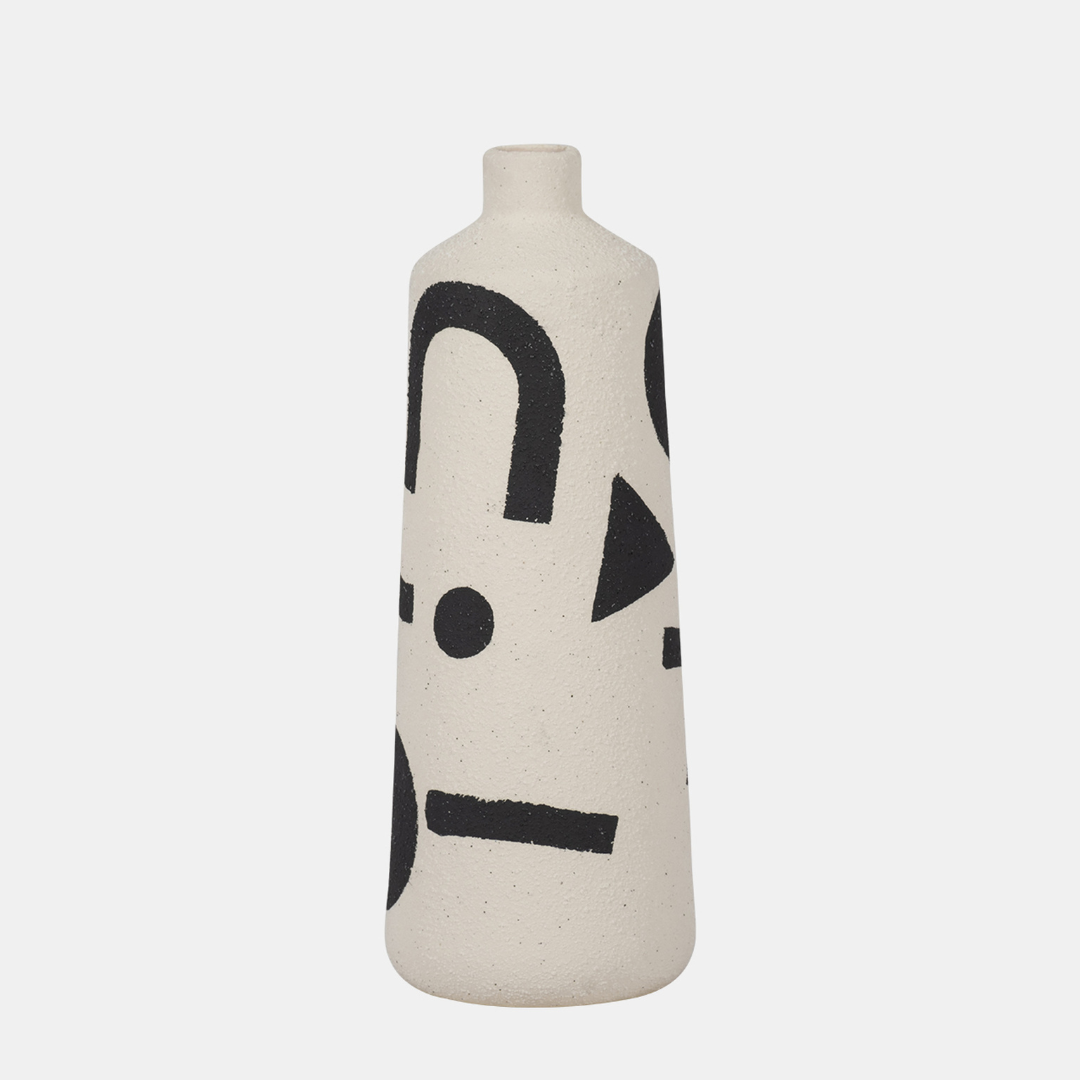 Zena Vase Ivory & Black tall. 