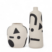 Zena Vase Ivory & Black tall & short. 