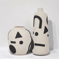 Zena Vase Ivory & Black tall & short. 