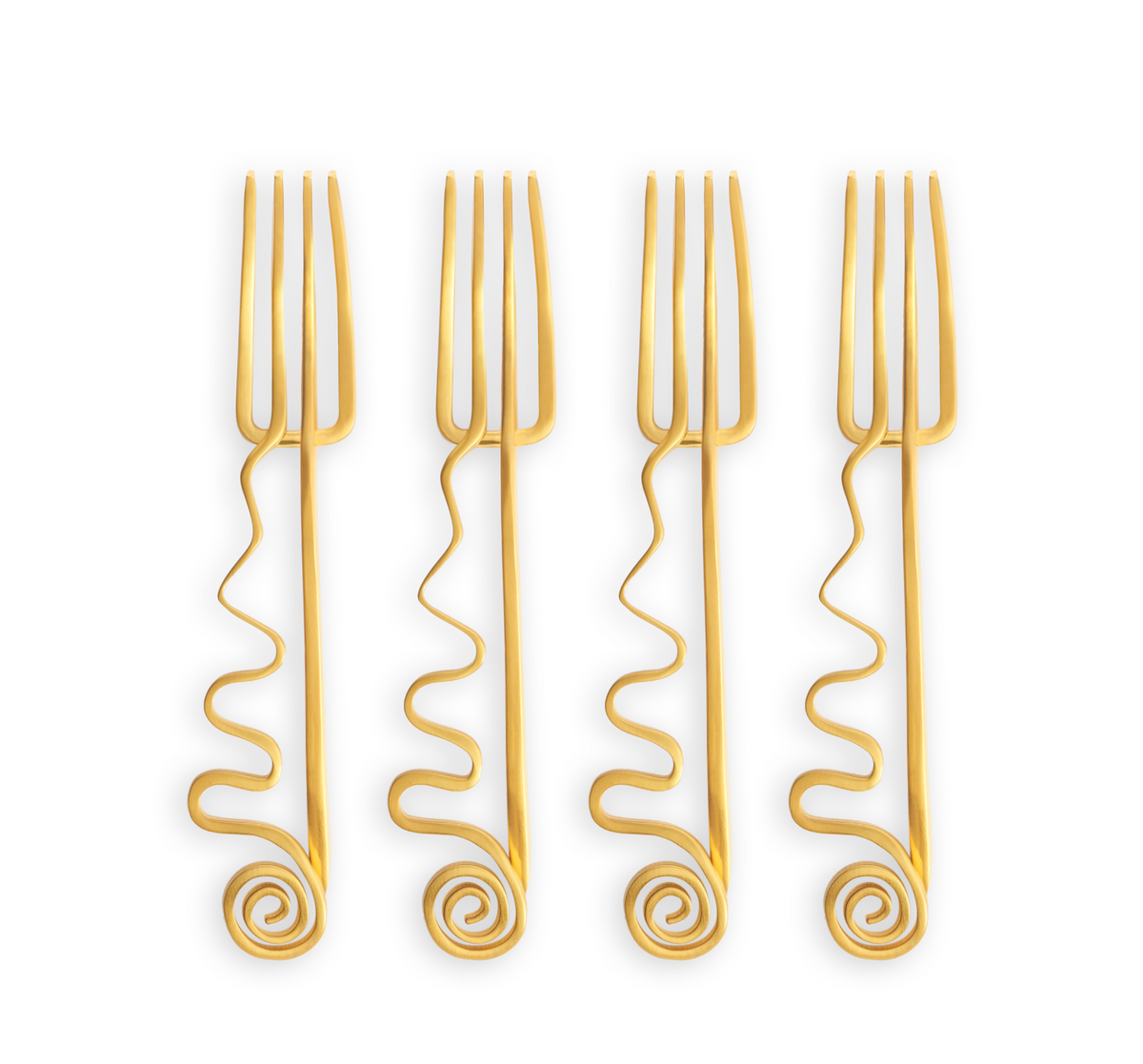Spirale Gold Cocktail Forks Set of 4