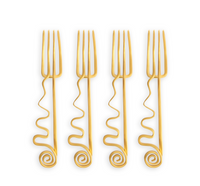 Spirale Gold Cocktail Forks Set of 4