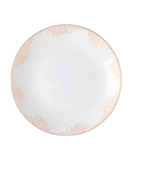 The Marie Daâge Iris 2 Dinnerware by Marie Daâge features a round white ceramic plate with an irregular metallic gold rim, hand-painted porcelain style, displayed on a white background—ideal for luxury tableware enthusiasts.