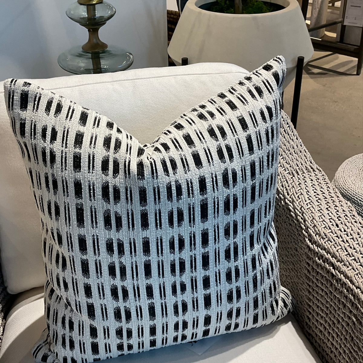 Striped Pebbles Pillow Black