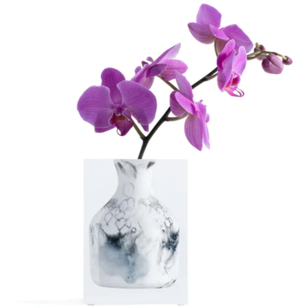 Marble Lucite Vase Collection White