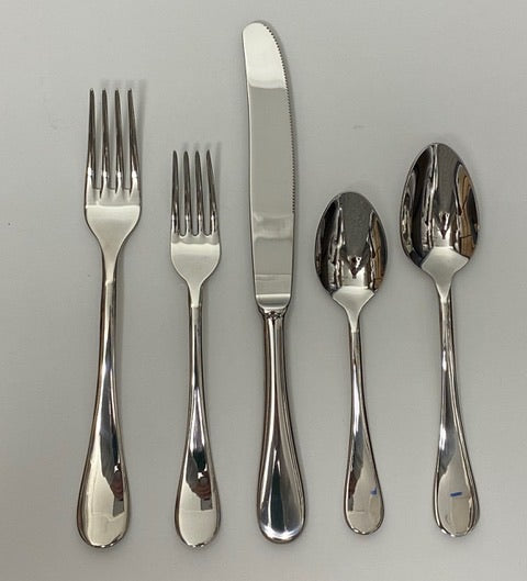 Mepra Michelangelo Brescia Modern Silver Stainless Steel 5 Piece Flatware  Set