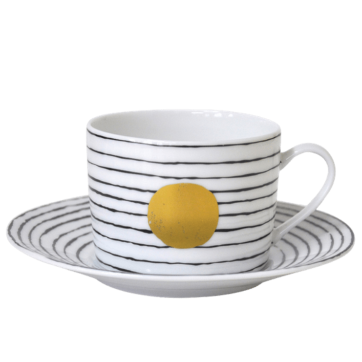 Bouillon cup and saucer Ecume or | Bernardaud Porcelain