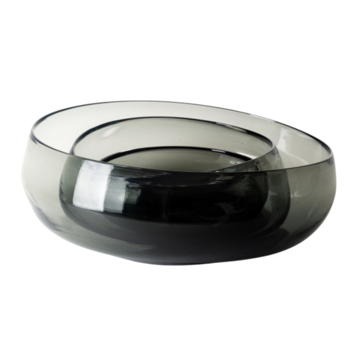 Glass Nesting Bowl Charcoal
