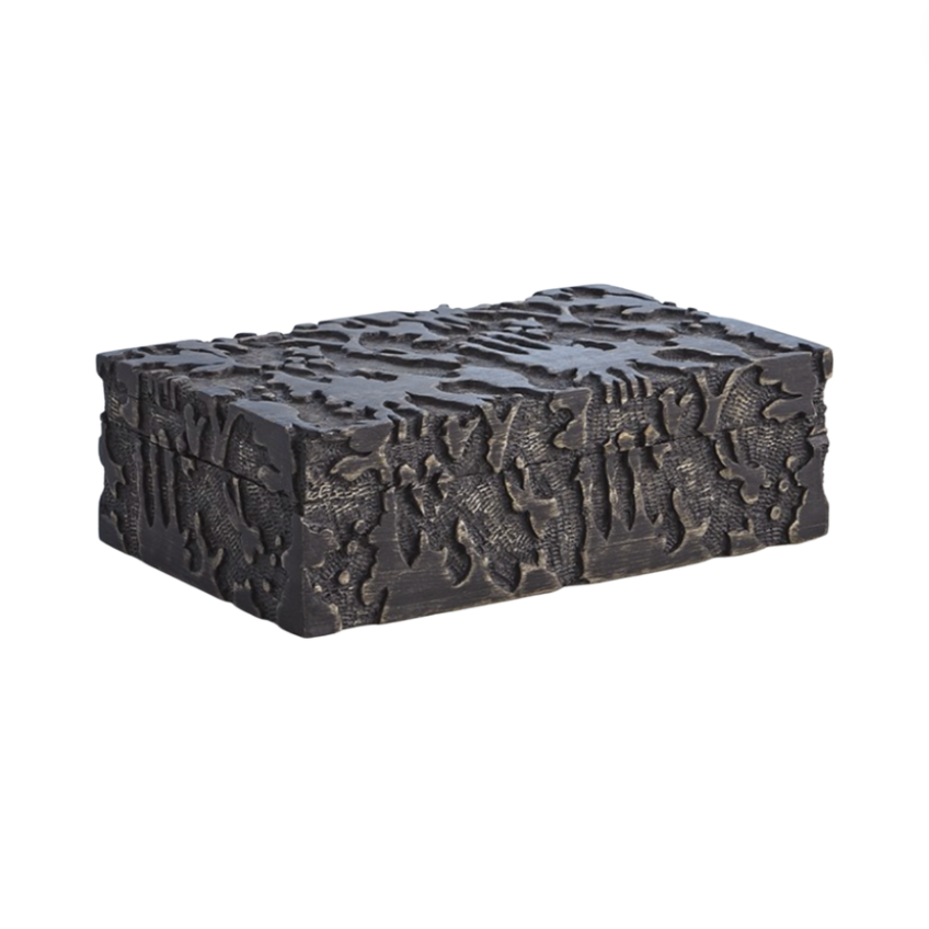 Dentwood Carved Black Box