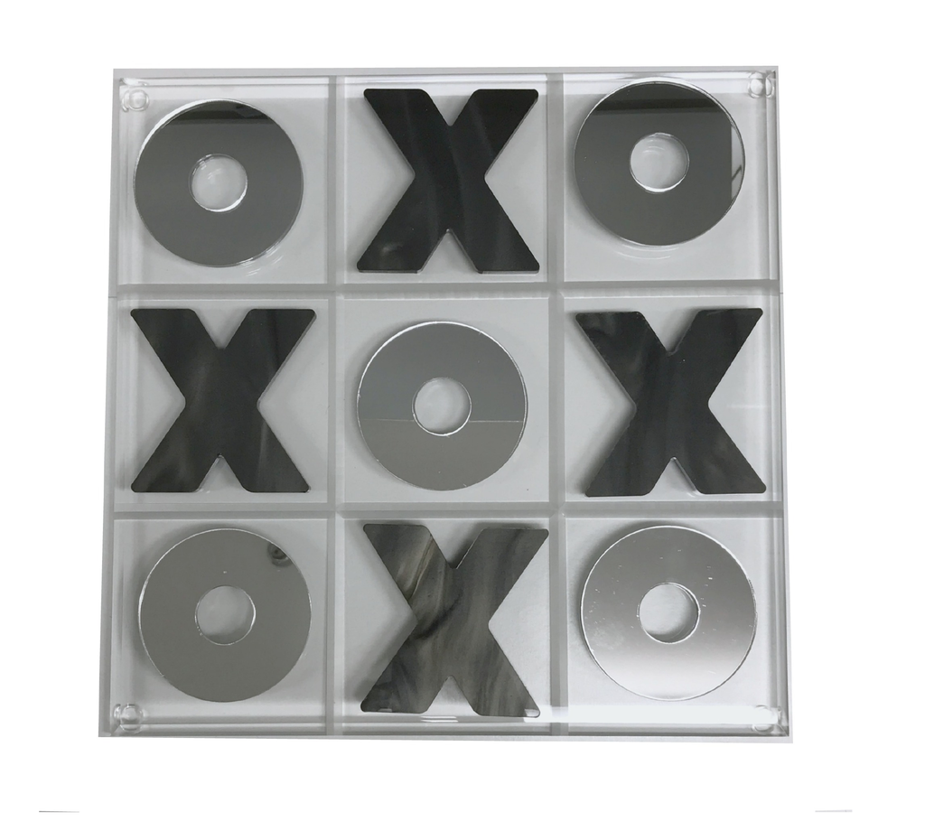 Marble & Silver Acrylic Tic Tac Toe Set