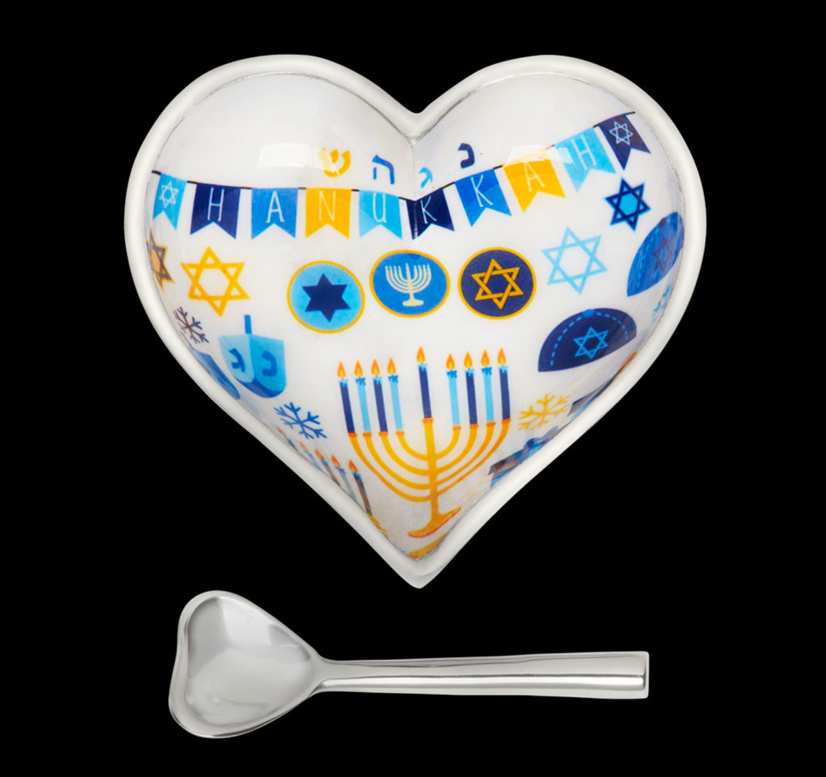 Hanukkah Heart Bowl with Spoon