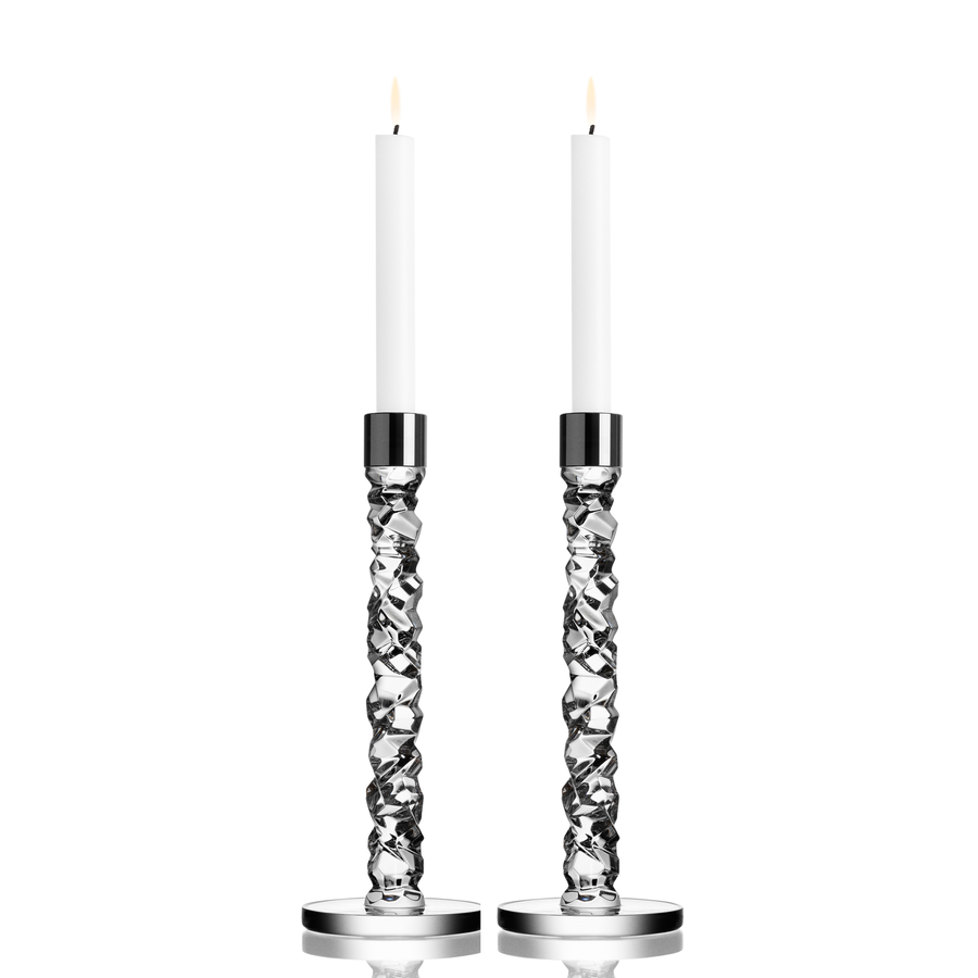 Carat Candlesticks Silver Set of 2 - Large