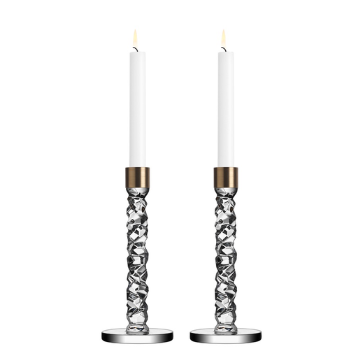 Carat Candlesticks Brass Set of 2 - Medium
