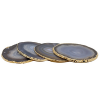 Agate Coaster Set Grey & Gold