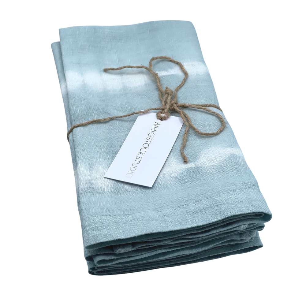 Hand Dyed Linen Napkin Set of 4 - Aquamarine