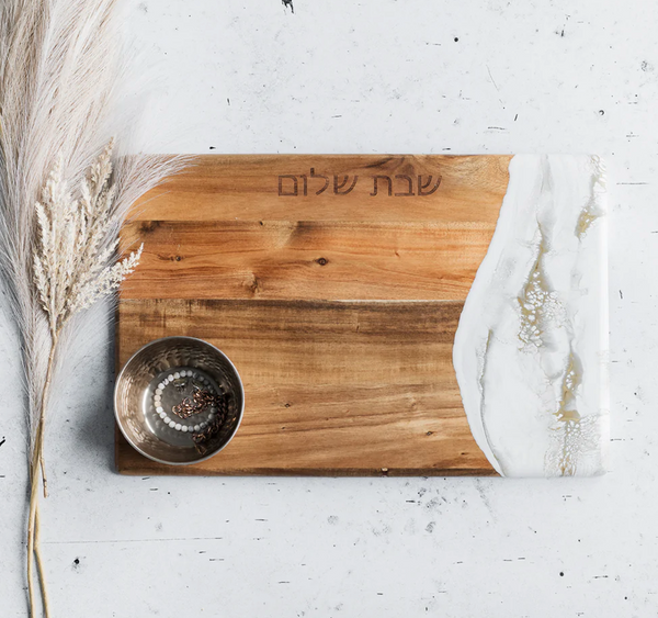 Painted Challah Board Gold Quartz