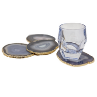 Agate Coaster Set Grey & Gold