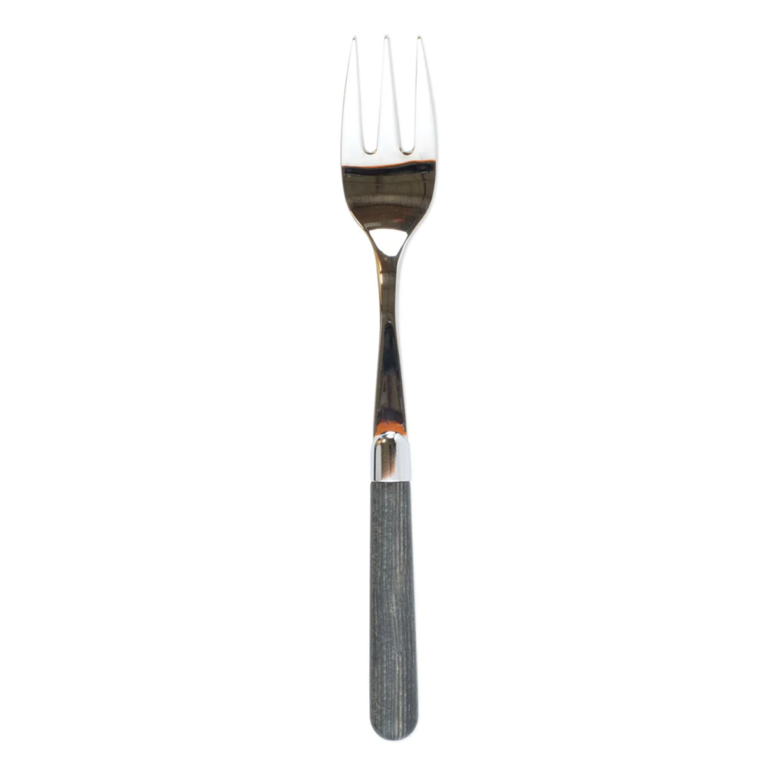 The albero serving fork is made of stainless steel with elm acrylic wood handle.