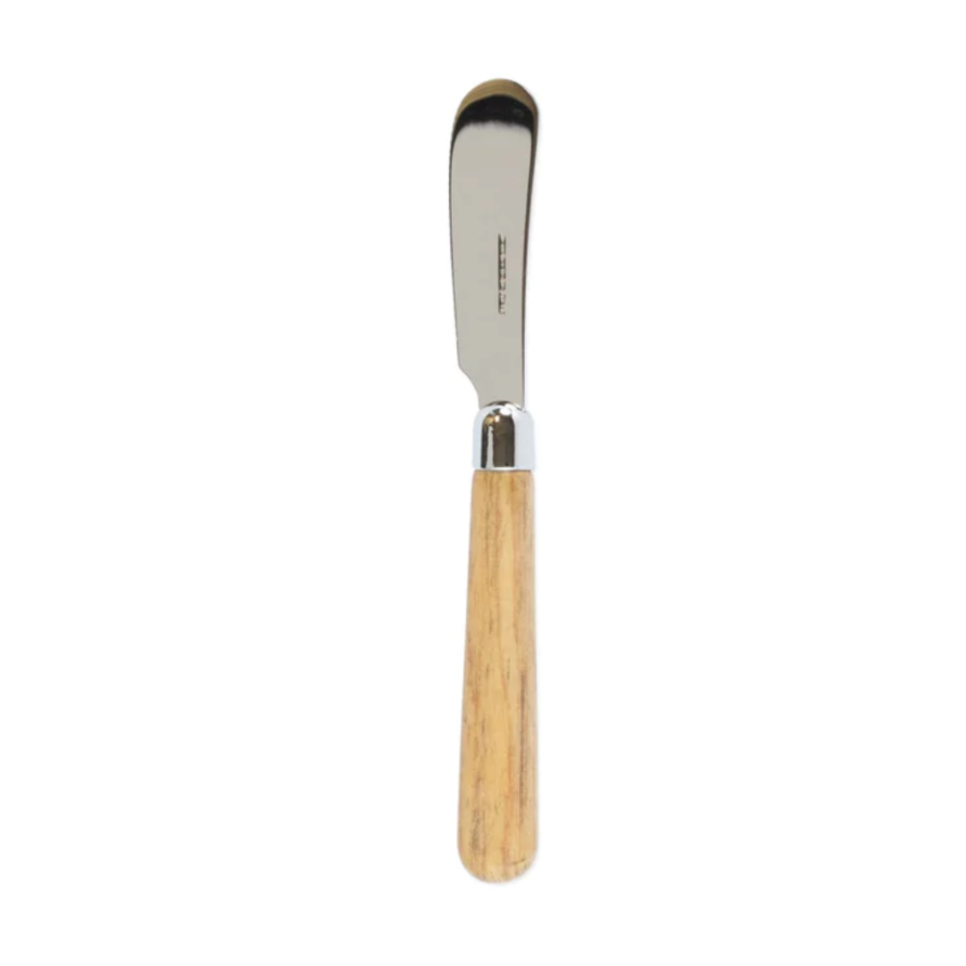 The albero spreader is made of stainless steel and has oak wood acrylic handle. 