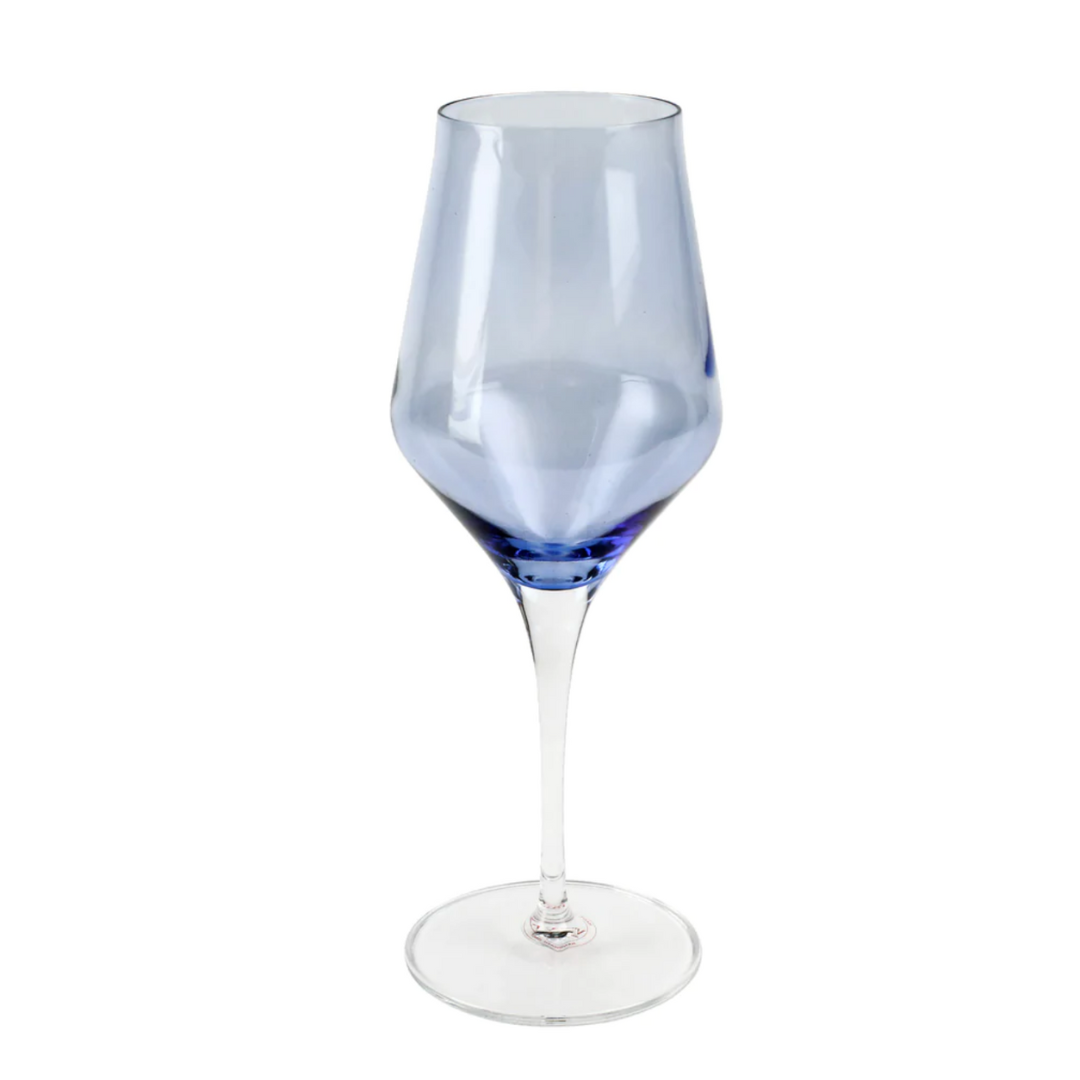 Vietri Contessa Blue Stemless Wine Glass