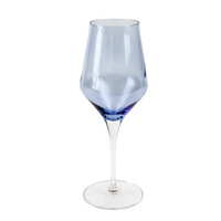 This water goblet is made of premium blue glass.