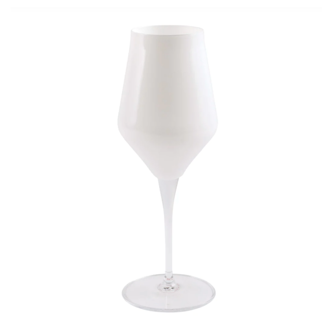 The contessa is a water goblet made of premium white glass. 