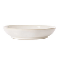 The forma cloud pasta bowl features a cloud-like design and is made of organic white stoneware.