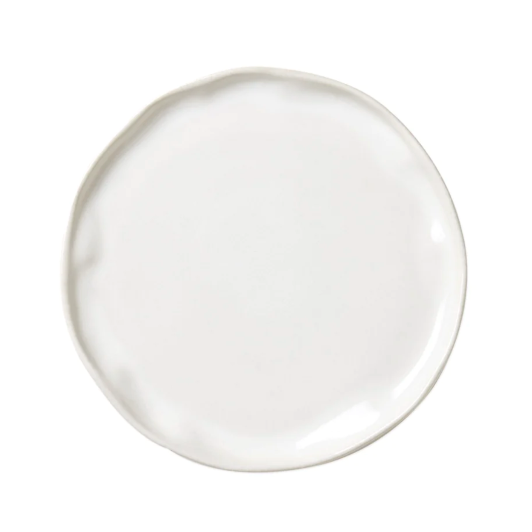 This salad plate is designed with an organic cloud-like texture and made is durable stoneware. 