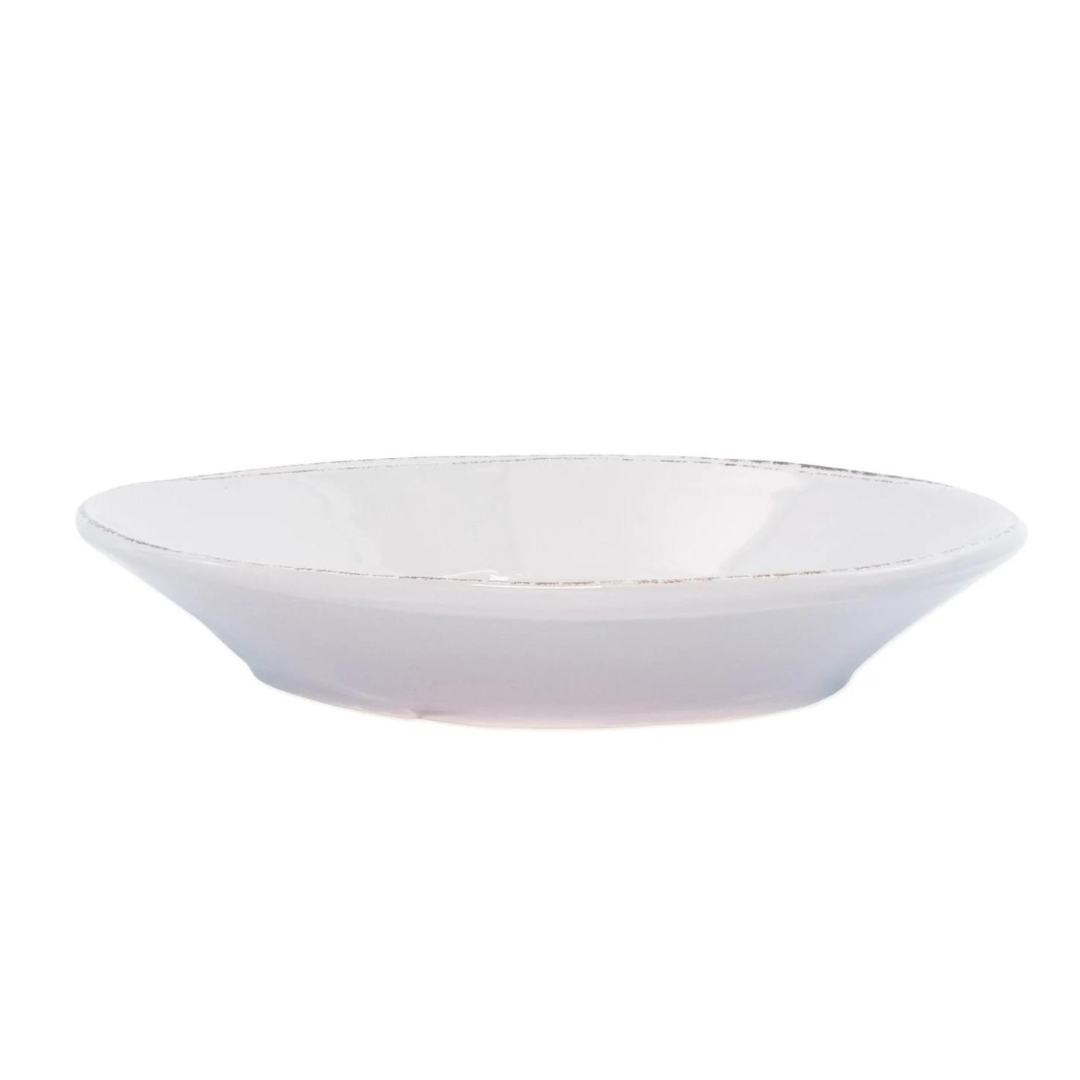 Light grey stoneware pasta bowl. 