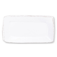 This rectangular platter is made in white of durable Italian stoneware. 