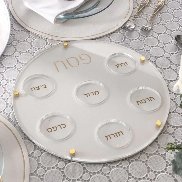 Lucite Seder Plate with gold.