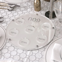 Lucite seder plate in silver. 