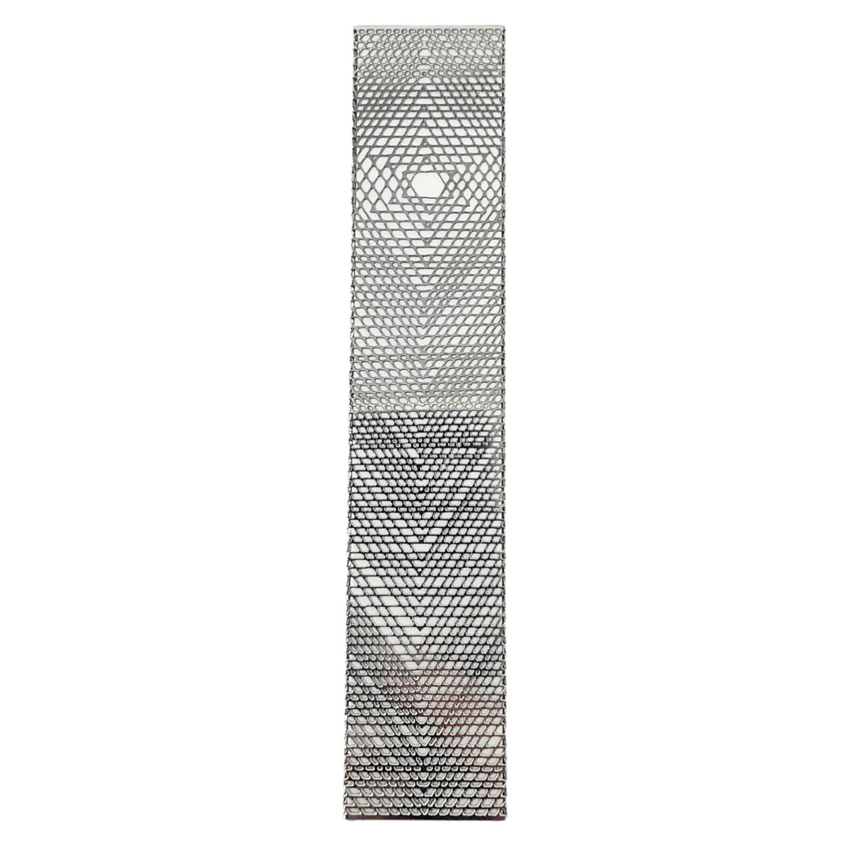 Star of David Mezuzah in silver and white mesh.