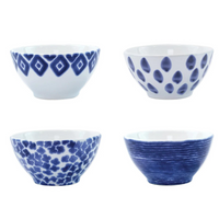Mix set of blue designed santorini cereal bowls made of ceramic. 