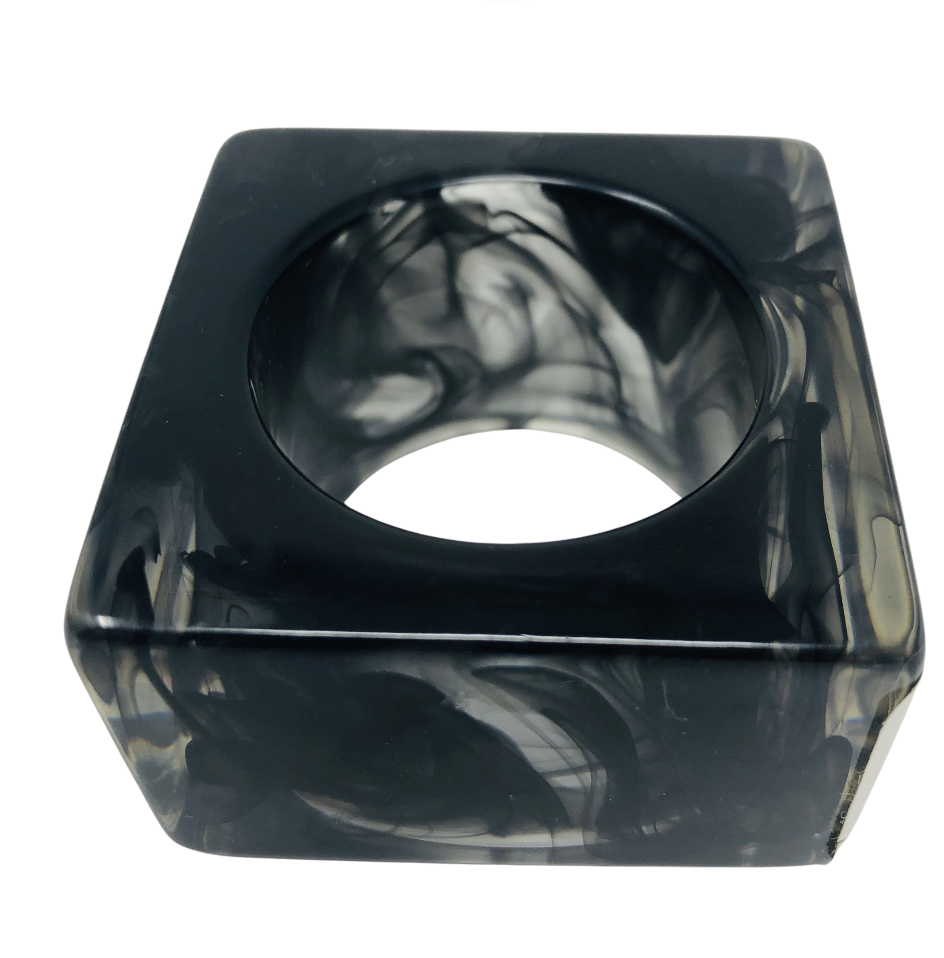 Cube Resin Napkin Ring Black Set of 4