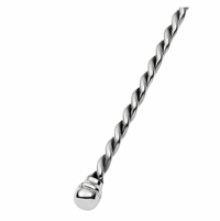 A close-up of the Mary Jurek Paloma Vegetable Spoon reveals its elegant braided handle and rounded end, set against a white background. Its sophisticated stainless steel design makes it a refined addition to any barware or serveware collection.