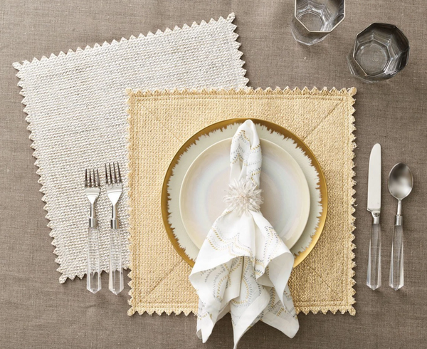 Stamped Reversible Placemat Silver & Gold Set of 4