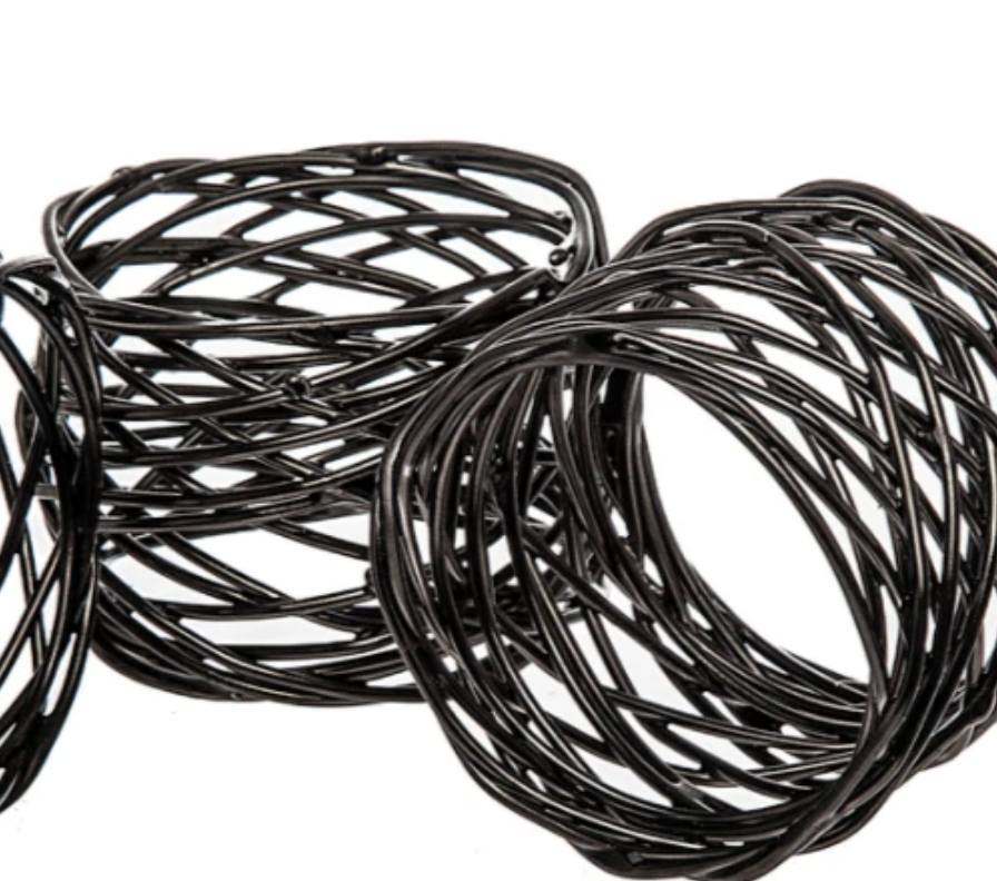 Mesh Napkin Ring Black Set of 4