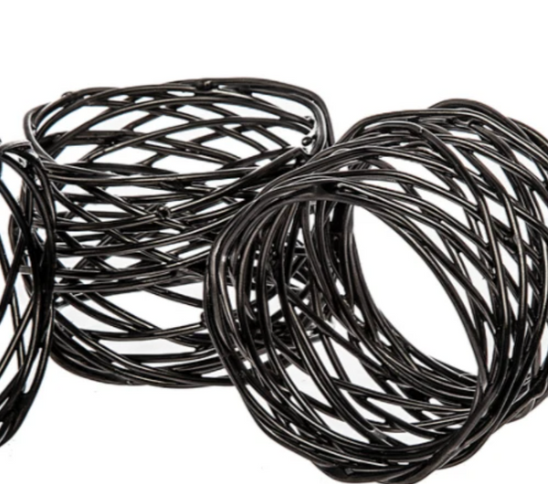 Mesh Napkin Ring Black Set of 4