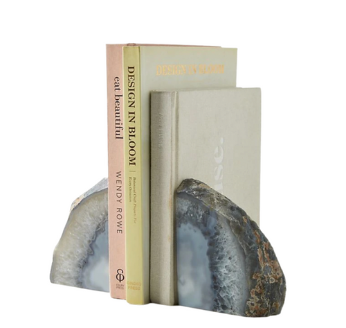 Blue Agate Geode Bookends