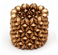 Wood Floral Cuff Napkin Ring Gold Set of 4