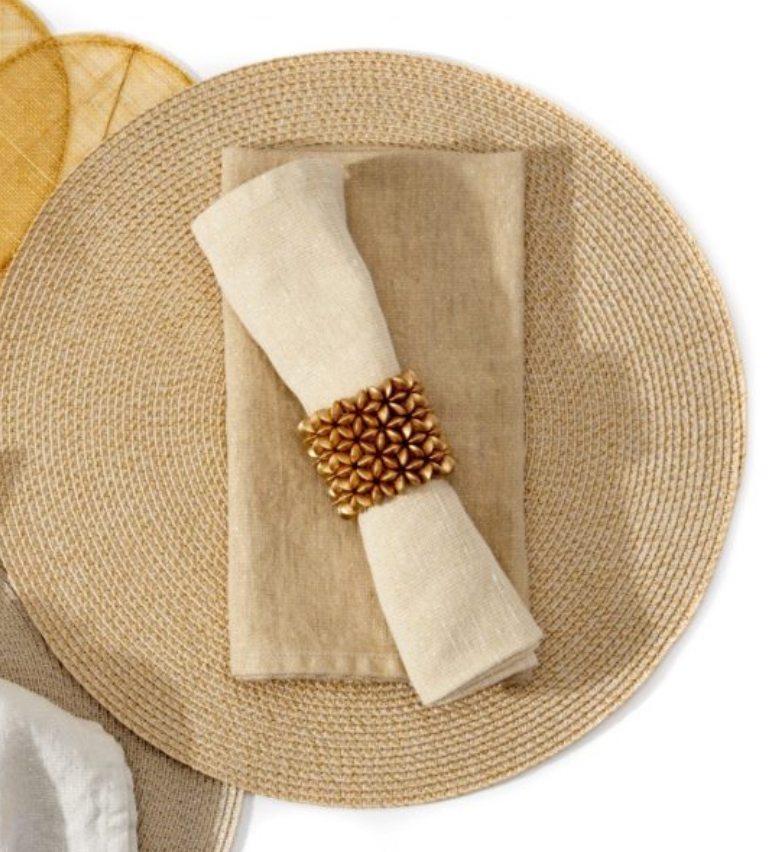 Metallic Casual Napkin Taupe & Gold Set of 4