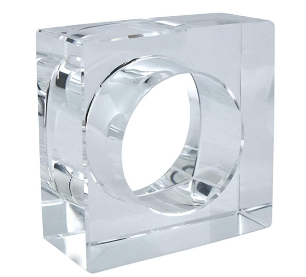 Crystal Block Napkin Ring Set of 4 - Clear