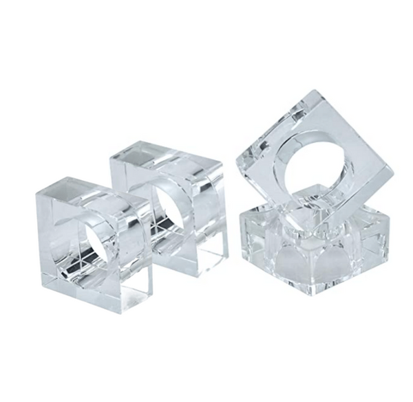 Crystal Square Napkin Ring Set of 4